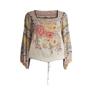 Free People Ivory Blue Nile top.  XL